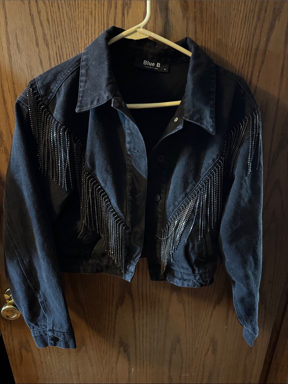 Blue B Black Fringe Denim Jacket - Women's